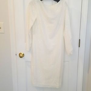 Long sleeve white sequin dress
